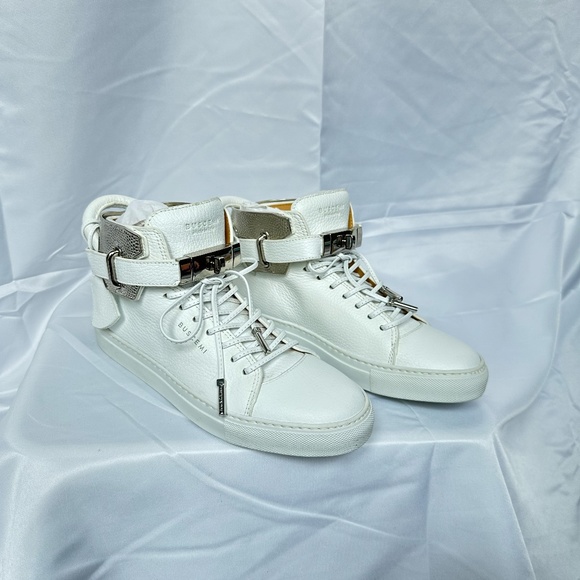 Buscemi White high top sneakers with silver
